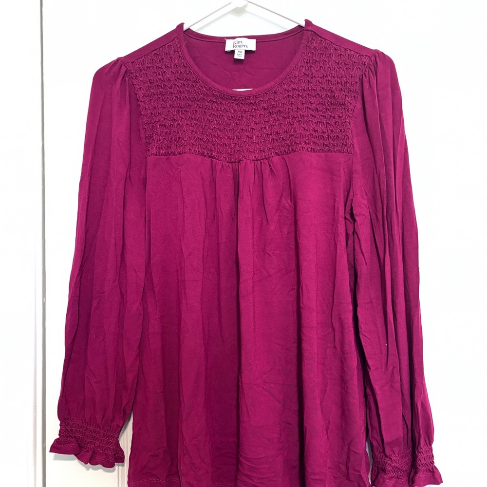 Kim Rogers Fuchsia Smocked Blouse